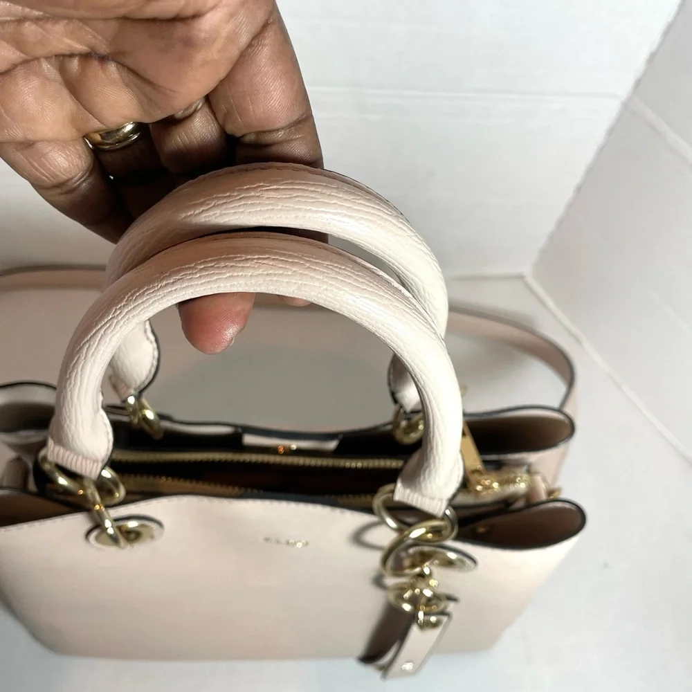ALDO Cream Satchel with Gold Hardware and Charm - Picture 6 of 16